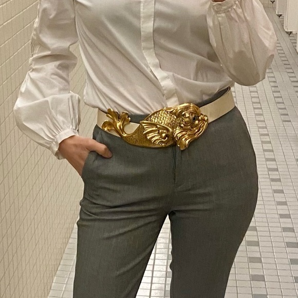 RARE Christopher Ross signed Gold Fish Women's Buckle and Belt - vintage - Picture 10 of 11